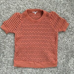 Madewell Orange Short Sleeve Open Knit Sweater